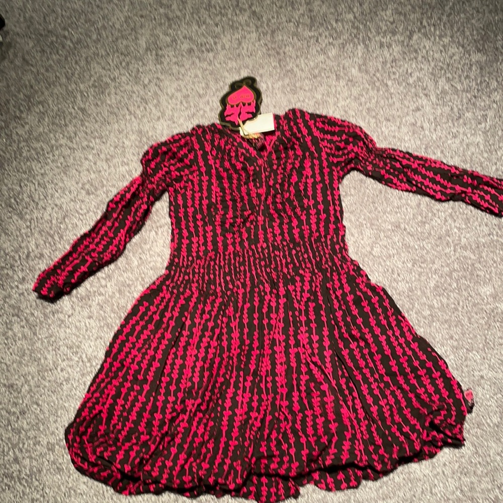 NWT Mim-Pi Girls Size 5 Fuchsia/Blk Bubble Dress